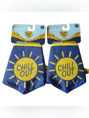 Banana Boat Blue & Yellow "Chill Out" Cooling Bandana for Dogs Qty 2